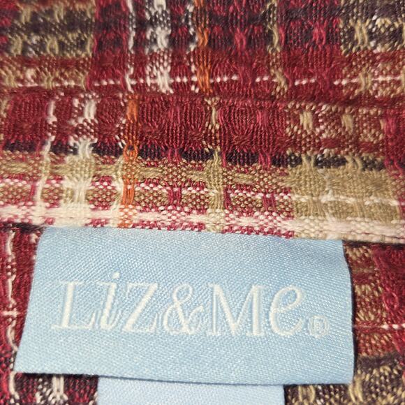 Liz & Me Womens 2X Zip Up Jacket Plaid Jacquard Colorful Knit Bohemian Cozy Fall - Picture 2 of 12